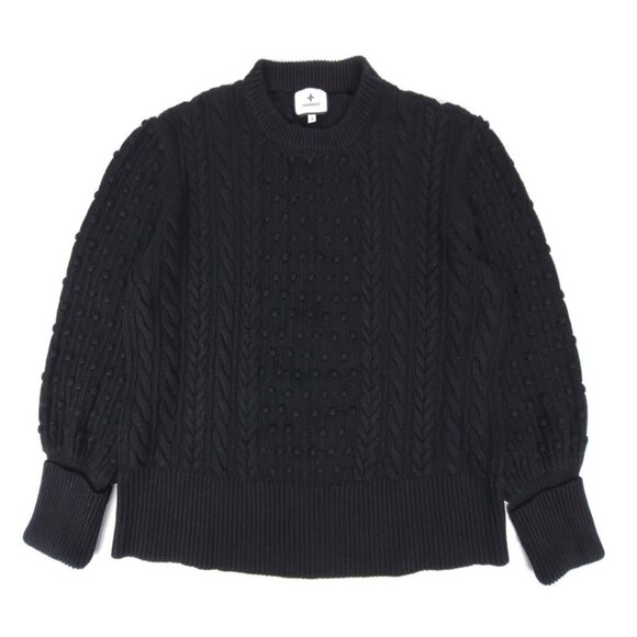 Tuckernuck Sweaters - TUCKERNUCK Wool Cashmere Oversized Cable Knit Bobble Sweater Medium Boho Black